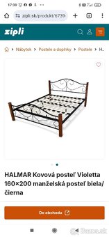 Kovová posteľ plus 2 x matrac 160x200 - 3