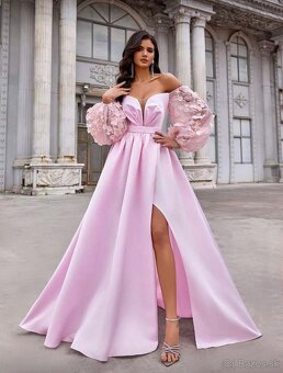 Spoločenské svetlo ružové šaty - 3