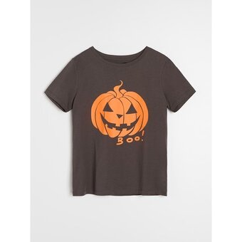 Tričko dámske sivé s potlačou helloween tekvice M - 3