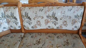 Masivna rustikálna lavica+1 stolička+rozkl.stôl - 3