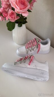 Nike Air Force 1 White - Double Laced Pink Glitters - 3