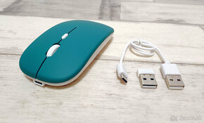 Bezdrôtová nabíjateľná bluetooth myš - zelená - 3