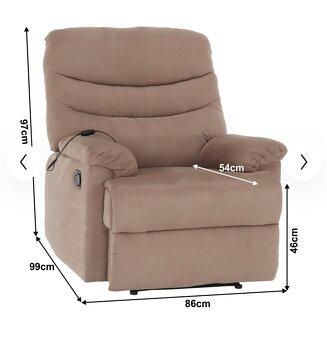 Masážne polohovacie kreslo, sivobéžová  Taupe látka, LAMBERT - 3