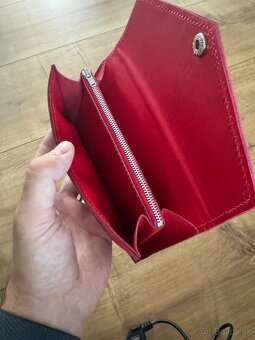 Luxusná handmade červená kožená peňaženka - ručná výroba - 3