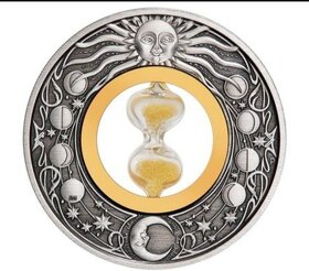 Strieborná minca 2 Oz Presypacie hodiny 2021 Antique - 3