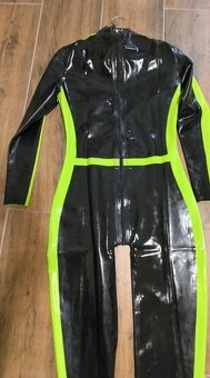 Latexovy catsuit - zeleno/čierný - 3