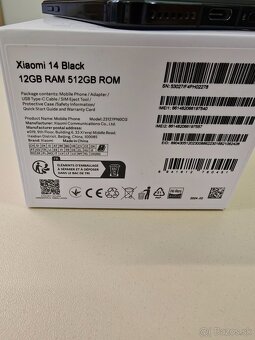 Xiaomi 14 Black 12GB RAM 512GB ROM model 23127PN0CG - 3