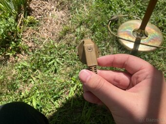 Vintage stojanová lampa Ruschenbaum mosadz + drevo - 3