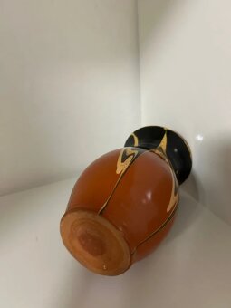 Stará hnedá keramická váza 14cm - 3