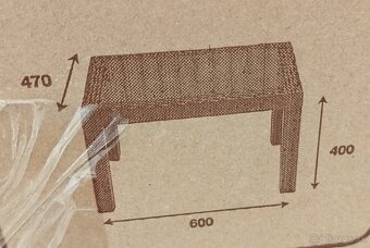 Ratanový stolík 40x60x47,novy - 3
