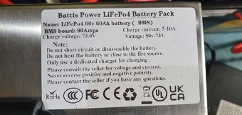 Baterie LifePo4 60 v 60ah bms 80amper - 3