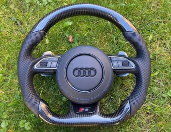 AUDI VOLANT KARBONOVY - zkoseny - karbon - perforovana koža - 3
