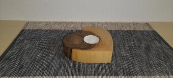 Drevené dekorácie, svietnik - srdce - 3