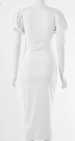 Výpredaj- Elegantné biele úzke šaty -posledný kus. - 3