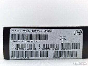 CPU i9-7920X, 2.9 GHZ,16.5MB Cache, LGA2066 - 3