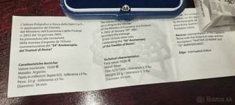 strieborná Talianska minca z roku 2007, proof, 50te výročie - 3