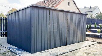 Plechová garáž 6x6 pozinkované prevedenie, 2x výklopná brána - 3