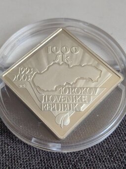 Strieborná minca 1000sk k10výročiu slovenskej republiky - 3