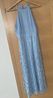 Damske spoločenské/plesové modre cipkovane letne saty, 7/8dl - 3