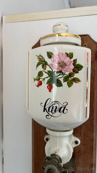 Starožitný porcelánový mlynček, starý mlynček na kávu - 3
