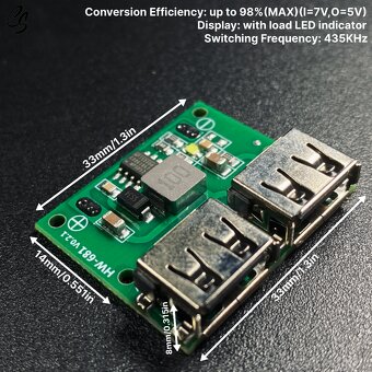 Napájací modul, step-down menič 5V/3A, 2x USB - 3