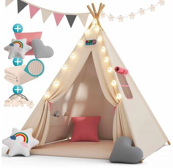 Detský stan Teepee 160x120x120cm - 3 farby - so svetlom - 3