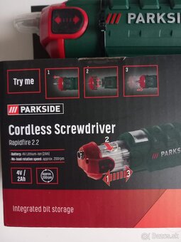 Predám aku skrutkovač s vymeniteľnými bitmi 4 V Rapidfire - 3