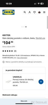 Detska postel IKEA Kritter, rost, matrac, zabrany - 3