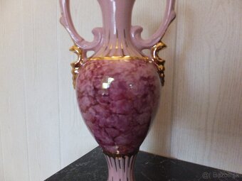 Růžový porcelán, velká krásná stará váza Victoria, výška 27 - 3