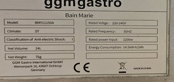 Predám nerezovú výhrevnú vaňu Bain Marie GGM Gastro - 3