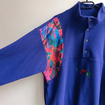 Vintage 80s Puma fialová fleece mikina flísová bunda M - 3