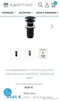 Umývadlová výpusť, click-clack, čierna - 3