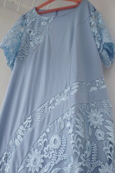 Šedo modré elastické šaty, 2XL/48 - 3