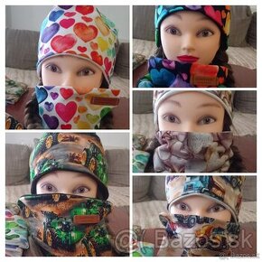 kompletik set - obojstranná čiapka a šal, čelenka - 3