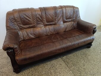 Kožená sedačka, trojsedačka, nábytek z masívu, kůže - 3