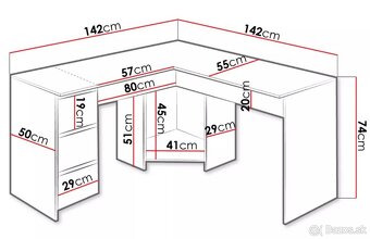 Rohovy pisaci stol - biely - 3