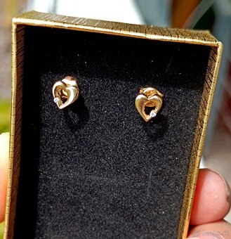 Zlate náušnice srdce 585 - 3