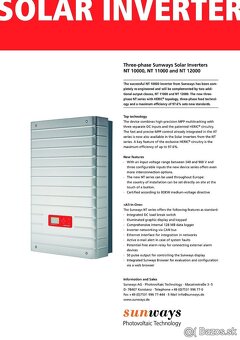 Trojfázový solárny menič SUNWAYS NT 12000 – 12 kW - 3