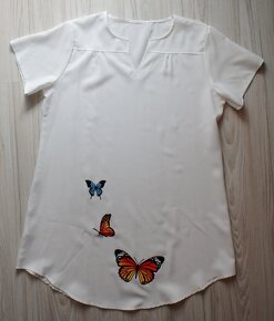 Letné biele minišaty s motýľmi, XL/2XL, 46/48 - 3
