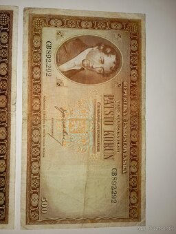 BANKOVKY 500 KČS, VZÁCNÉ SÉRIE, NEPERFOROVANÉ - 3