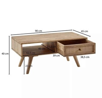 Konferenčný stolík drevený 90 cm mango - 3