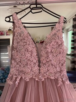 Pudrovoružové spoločenské šaty 38/M - 3