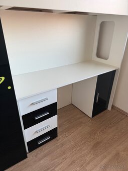 Detská poschodová posteľ so skriňou a stolom - 3