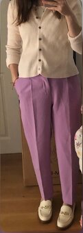 ———Fialové nohavice s opaskom, Zara, S/36, 12.40 E—— - 3