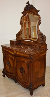 Starožitná řezbovaná toaletka s mramorem - 3