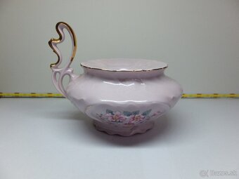 Originál růžový porcelán H&C Chodov, krásný svícen. - 3