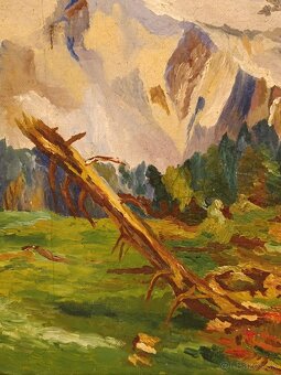 Obraz Tatranský štít 1938, olej na plátně 41x45 - 3