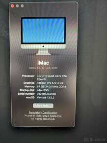 apple imac 27 "5K retina 3,4ghz 4 core i5, 64 RAM , 4tb SSD - 3