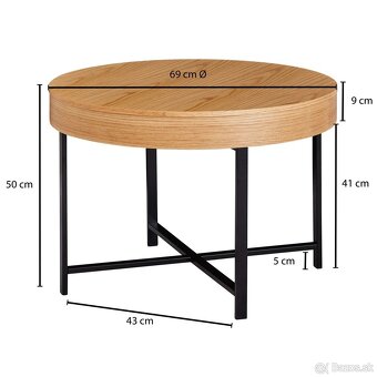 Konferenčný stolík okruhly 69 cm dub - 3