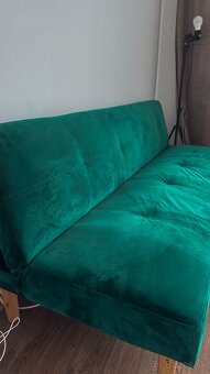 Pohovka rozkladacia , smaragdová Velvet látka/dub, ALIDA - 3